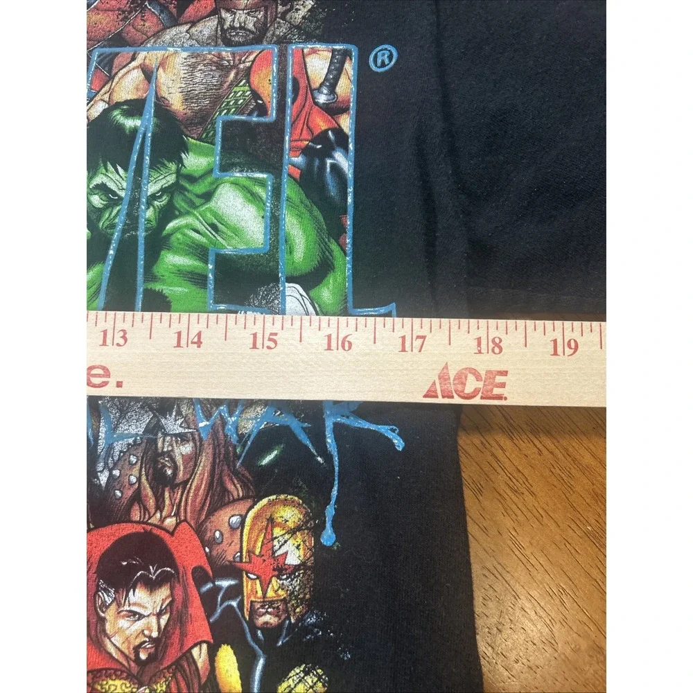 Vintage Mad Engine Marvel Characters T Shirt Black Hulk Spider-Man Wolverine